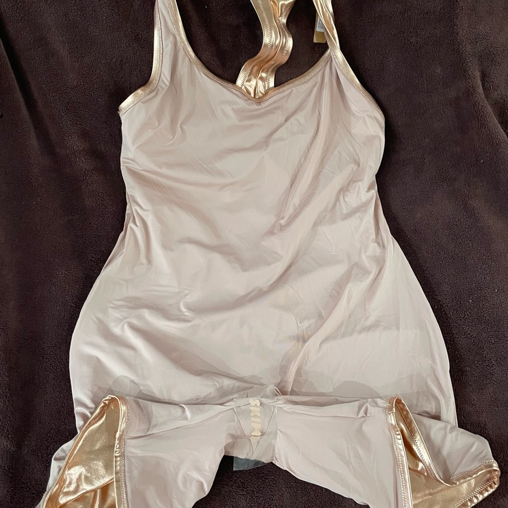 SKIMS Metallic Swim Cycle Suit Bodysuit Onesie - Picture 6 of 6